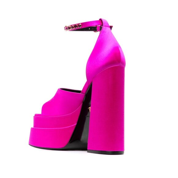 NWT Versace Medusa Aevitas Deep Pink Platform Sandals 🎀 Size 39/9 - Picture 8 of 12